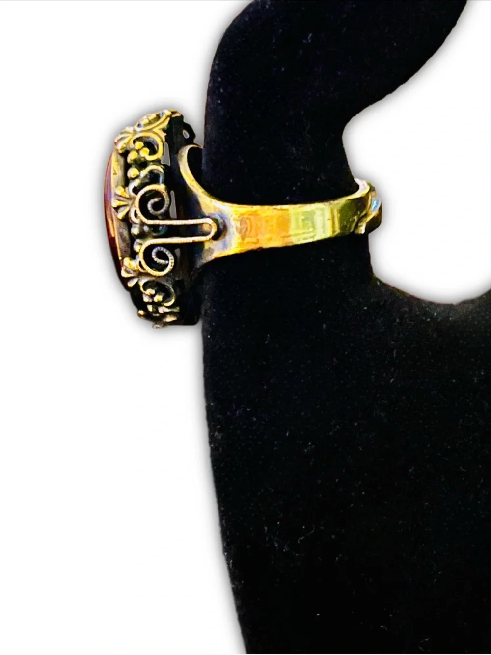 Gold-Tone Red Oval Statement Ring
